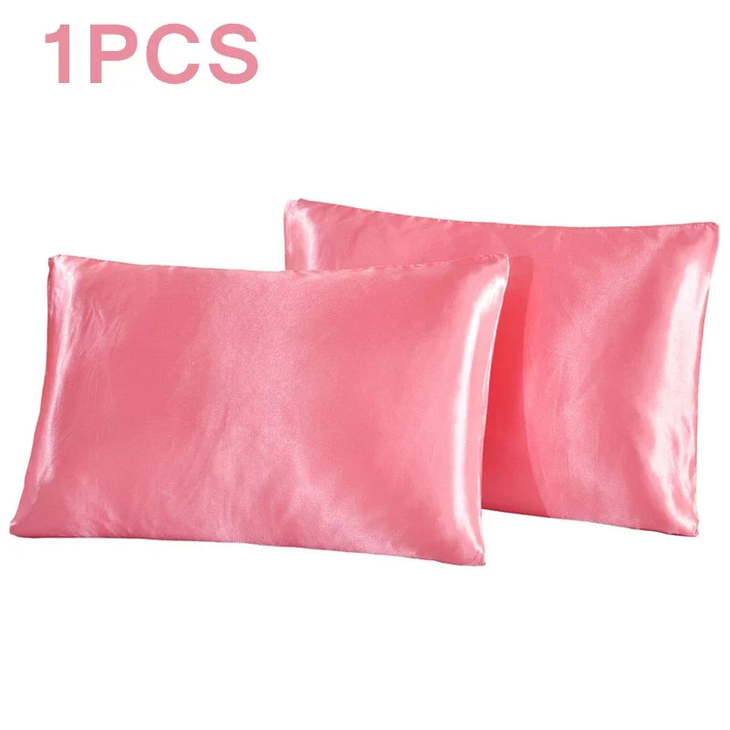 1Pc Queen Satin Silk Pillowcase | Silky Smooth Cooling Bed Pillow Cover for Hair and Skin
