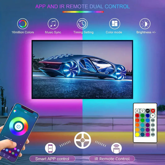 Bluetooth LED Lights Strip 5050 Smart APP Remote Control Flexible Diode Lamp RGB Tape Backlights Game Room Christmas Decoration