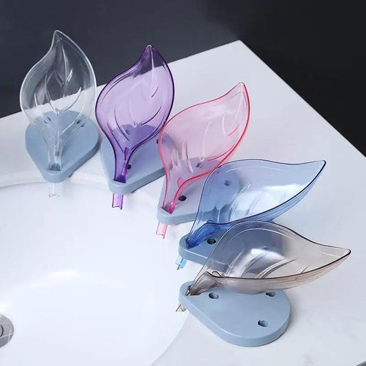 Unique Design Leaf Shape Soap Box Drain Soap Holder Box Bathroom Accessories Toilet Laundry Soap Box Bathroom Supplies Tray Gadgets