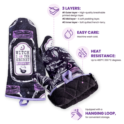 Kitchen Witch Oven Mitt Set