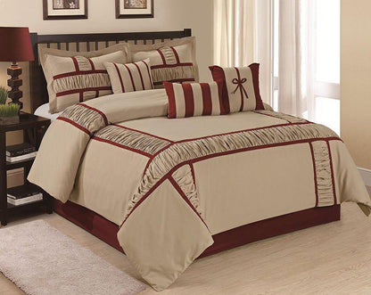 Closeout - 7 Piece Microfiber Ruffle and Patchwork Comforter Set