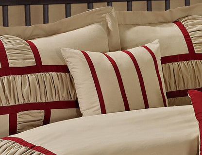 Closeout - 7 Piece Microfiber Ruffle and Patchwork Comforter Set