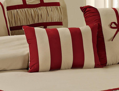 Closeout - 7 Piece Microfiber Ruffle and Patchwork Comforter Set