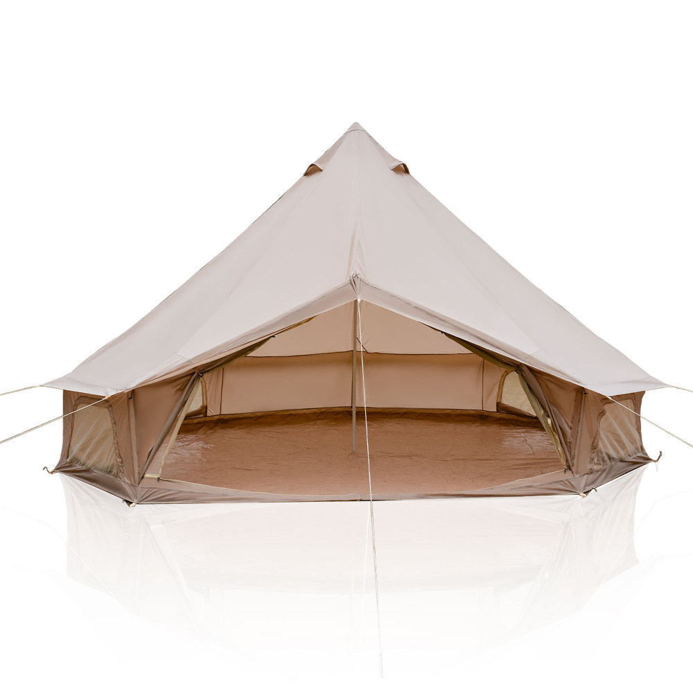 13.1FT 4-Season Bell Tent for 8 People | Glamping Yurt with Stove Jack, Roll-Up Walls & Mesh Ventilation — Green/Beige