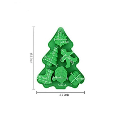 6 Holes Christmas Tree Silicone Cake Mold Snowflake Christmas Tree Santa Claus Christmas Gift Mold Christmas Decoration Green Christmas Tree Silicone Mold 6 Holes Snowflakes Gingerbread Xmas Stocking Santa Xmas Gift Shaped Chocolate Candy Mold