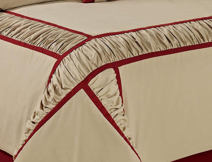 Closeout - 7 Piece Microfiber Ruffle and Patchwork Comforter Set