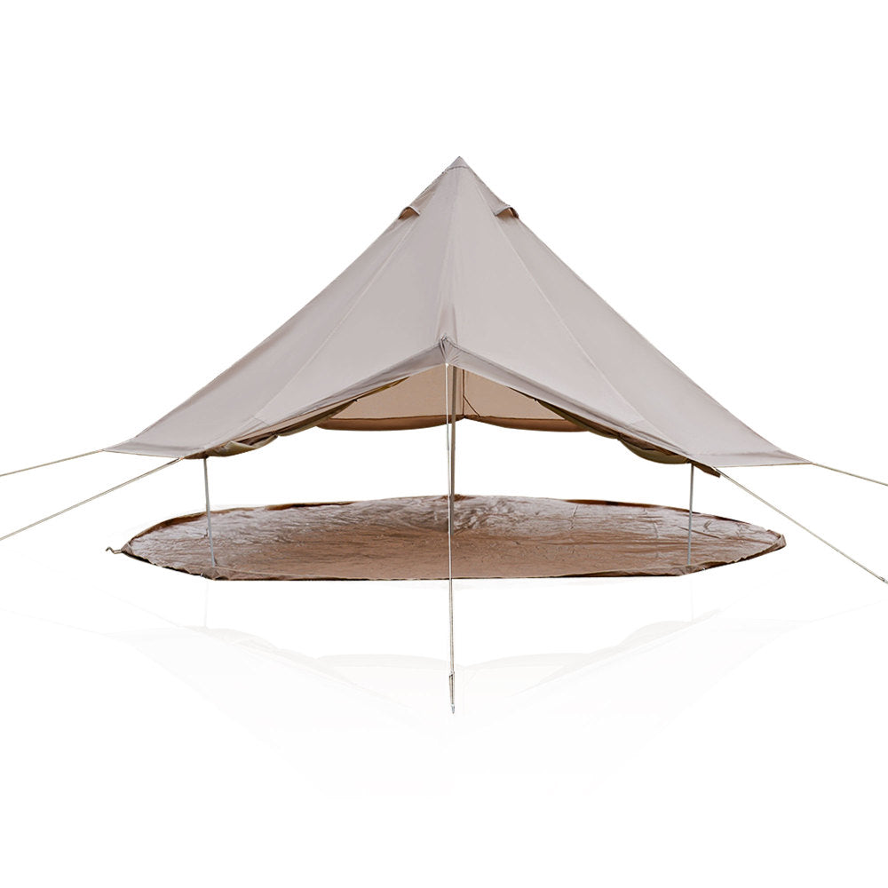13.1FT 4-Season Bell Tent for 8 People | Glamping Yurt with Stove Jack, Roll-Up Walls & Mesh Ventilation — Green/Beige