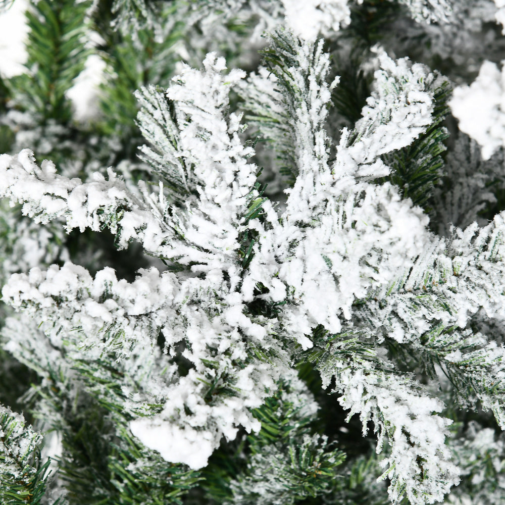 9 FT Snow Flocked Artificial Christmas Tree | Unlit Pine with Realistic Branches & Auto-Open Design — Green
