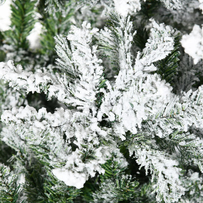 9 FT Snow Flocked Artificial Christmas Tree | Unlit Pine with Realistic Branches & Auto-Open Design — Green