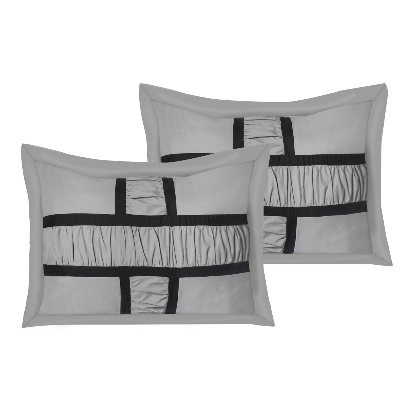 Closeout - 7 Piece Microfiber Ruffle and Patchwork Comforter Set