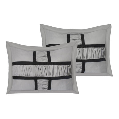 Closeout - 7 Piece Microfiber Ruffle and Patchwork Comforter Set