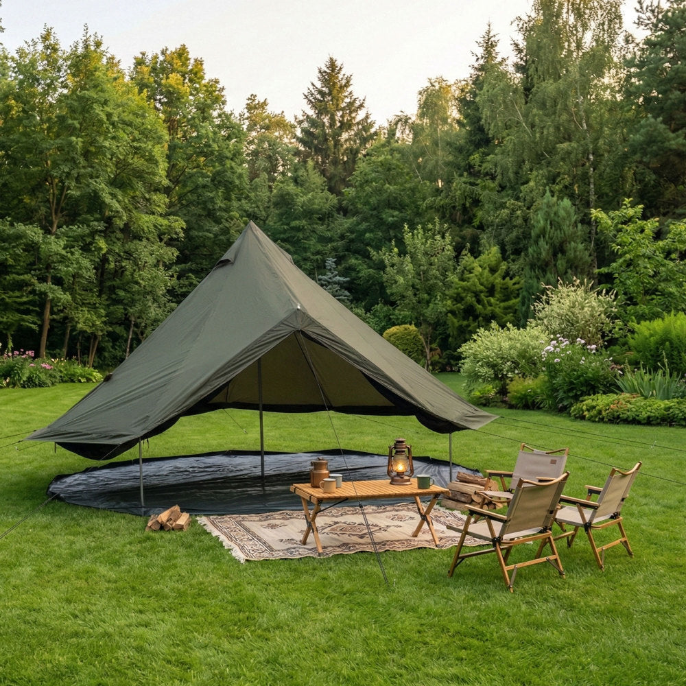 13.1FT 4-Season Bell Tent for 8 People | Glamping Yurt with Stove Jack, Roll-Up Walls & Mesh Ventilation — Green/Beige