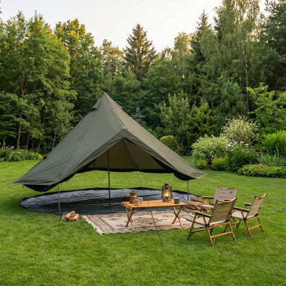 13.1FT 4-Season Bell Tent for 8 People | Glamping Yurt with Stove Jack, Roll-Up Walls & Mesh Ventilation — Green/Beige
