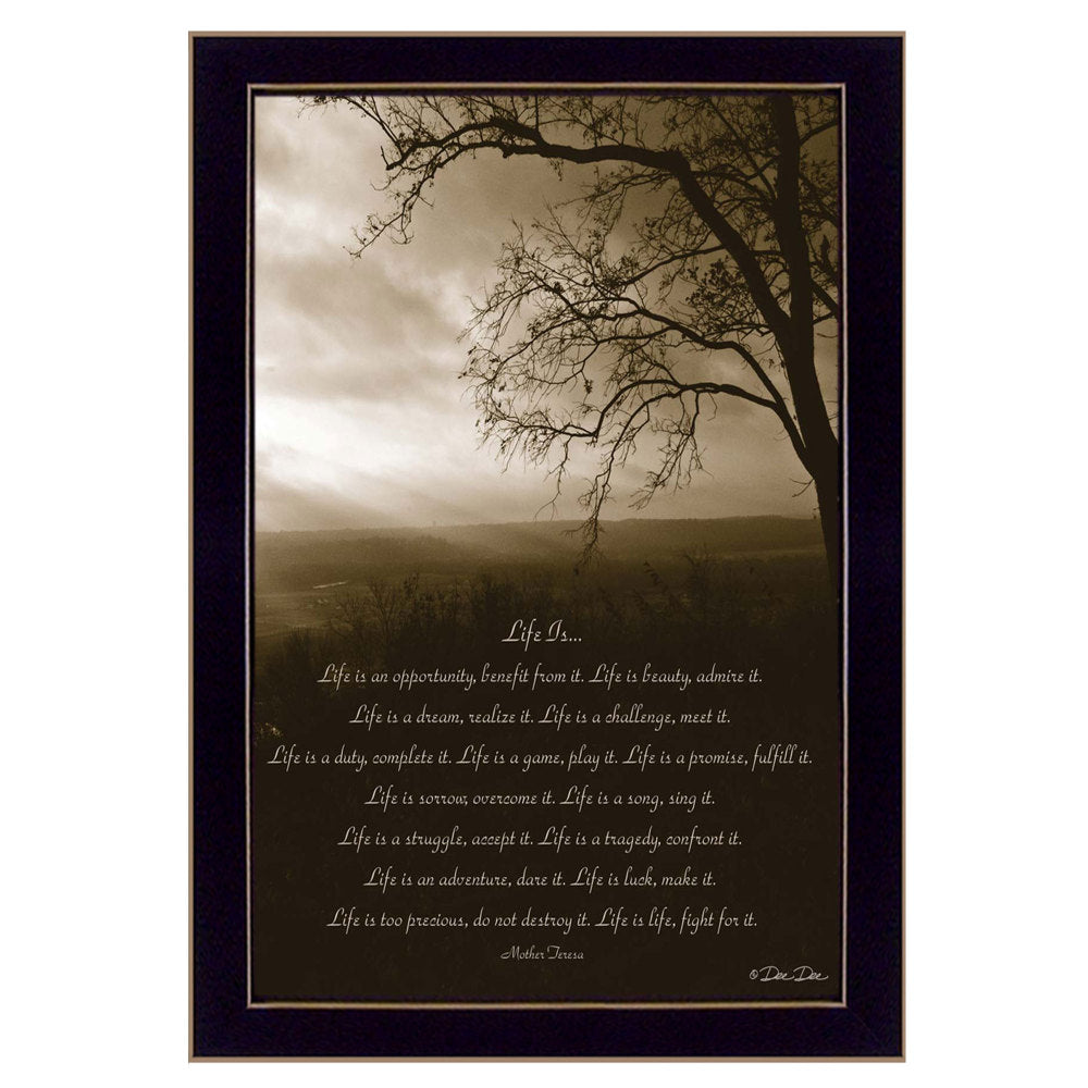 "Life Is" Framed Wall Art | Inspirational Quote Print, Black Frame