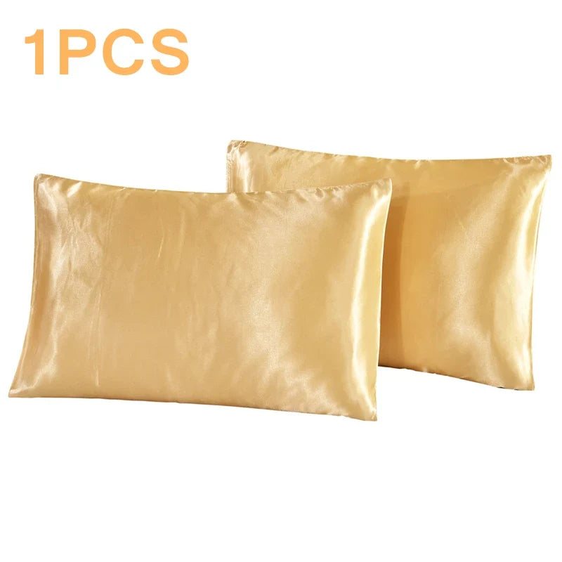 1Pc Queen Satin Silk Pillowcase | Silky Smooth Cooling Bed Pillow Cover for Hair and Skin