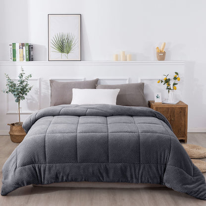 Kasentex Reversible All-Season Plush Comforter Set Twin/Queen/King - Warm Plush Bedding for Winter