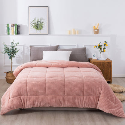 Kasentex Reversible All-Season Plush Comforter Set Twin/Queen/King - Warm Plush Bedding for Winter