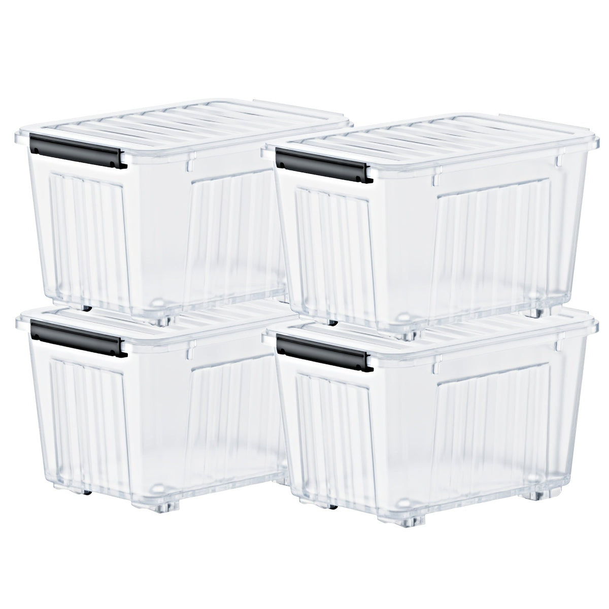 72/97QT Storage Box with Wheels & Lid – Stackable Heavy Duty Organizer 4-6-Pack