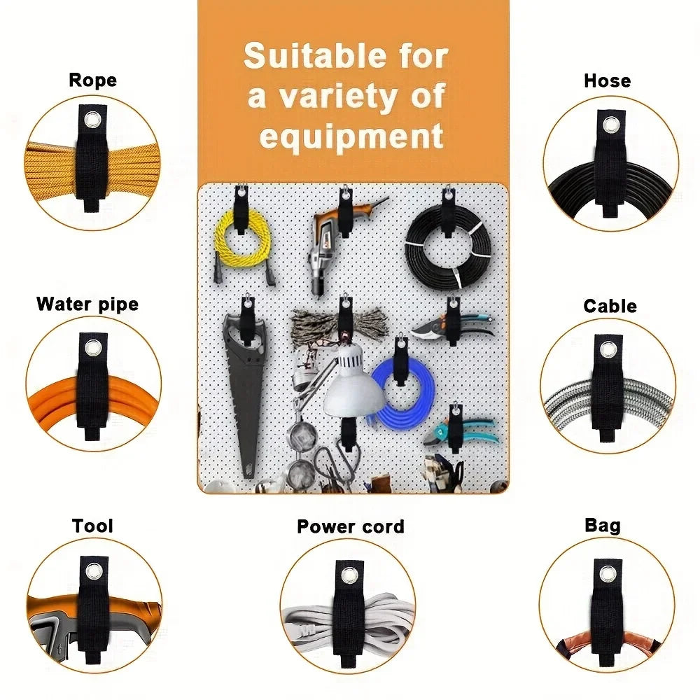 Heavy-Duty Storage Straps Reusable Extension Cord Organizer Cable Ties Hose Storage Accessory Holder Garage Organization