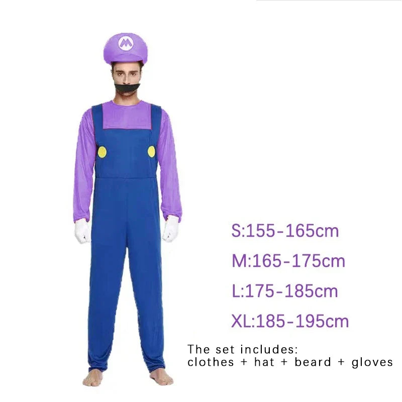 Super Luigi Costume Adult Cosplay Jumpsuit Dress Set