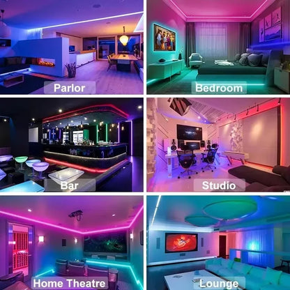 Bluetooth LED Lights Strip 5050 Smart APP Remote Control Flexible Diode Lamp RGB Tape Backlights Game Room Christmas Decoration