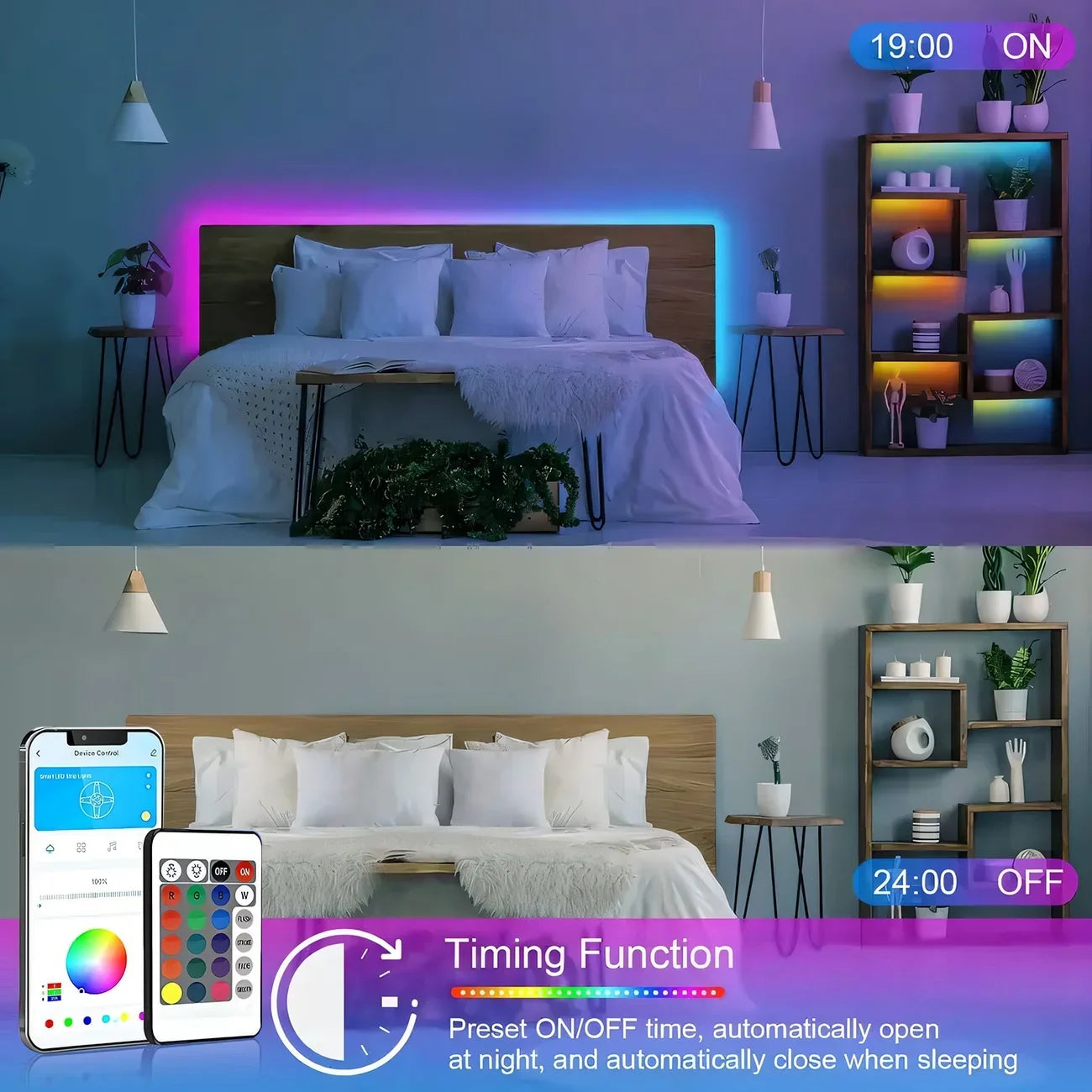 Bluetooth LED Lights Strip 5050 Smart APP Remote Control Flexible Diode Lamp RGB Tape Backlights Game Room Christmas Decoration
