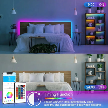 Bluetooth LED Lights Strip 5050 Smart APP Remote Control Flexible Diode Lamp RGB Tape Backlights Game Room Christmas Decoration