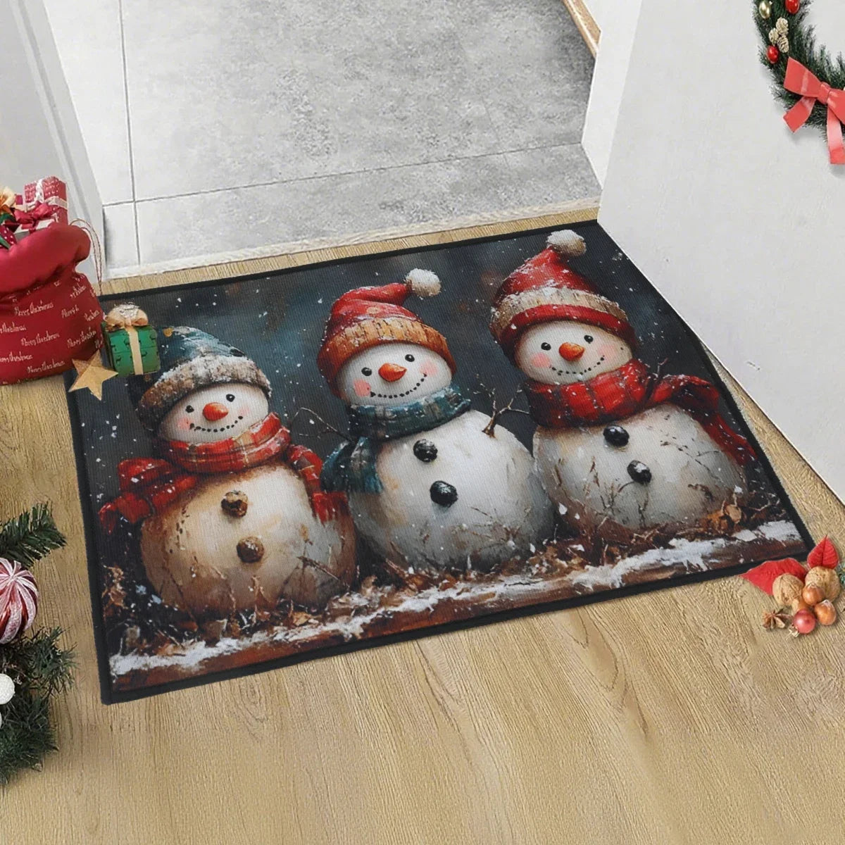 Christmas Floor Mat Outdoor Carpet Christmas Decor for Home 2025 Navidad Natal Santa Claus Door Mat Xmas Ornament New Year 2026