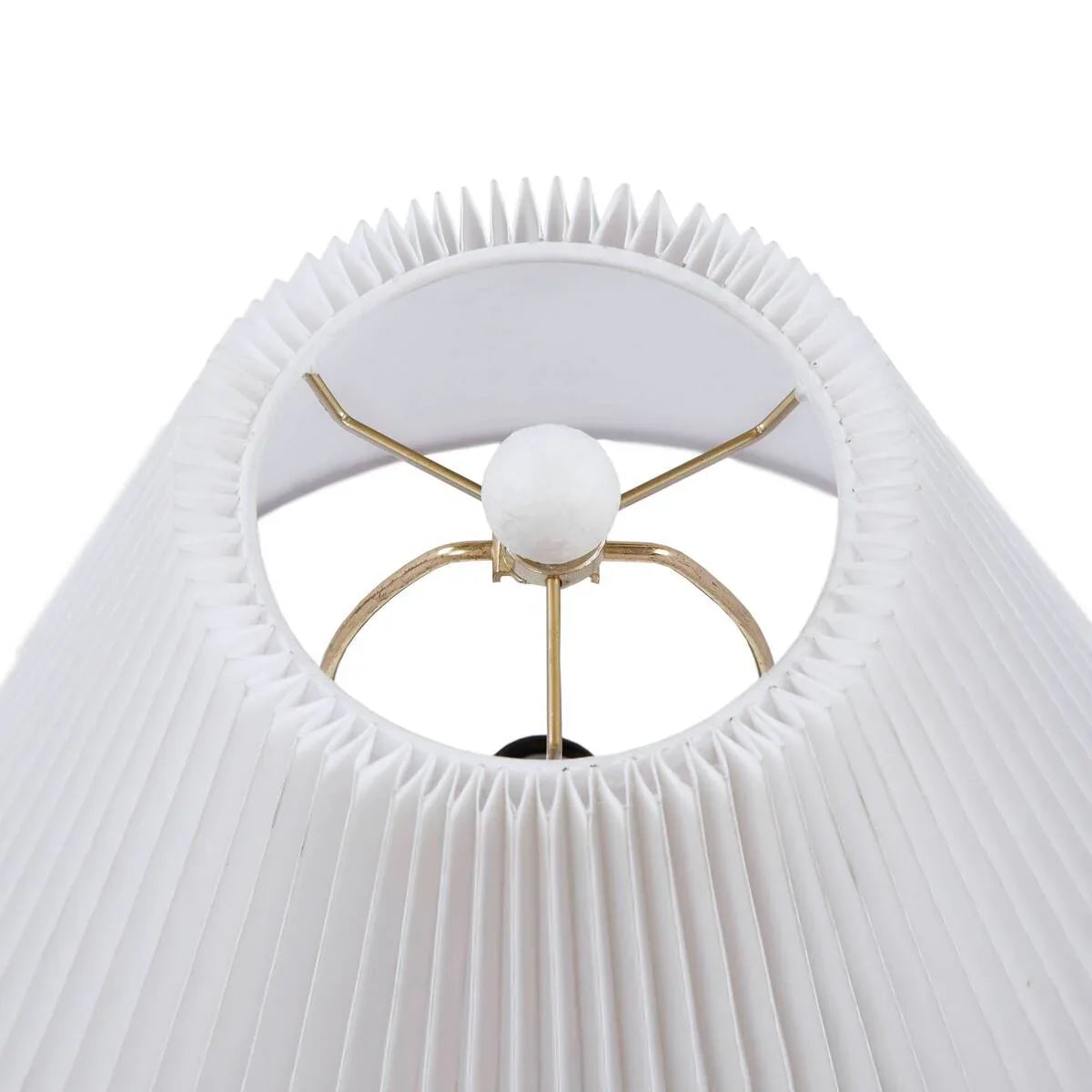 Ceramic Table Lamp – Textured Matte White Base, Fluted Fabric Shade & LED Bulb Included