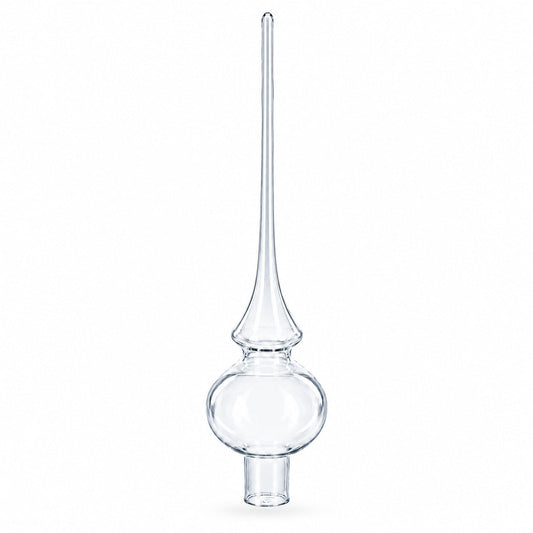 Clear Mouth-Blown Finial Glass Christmas Tree Topper 11 Inches