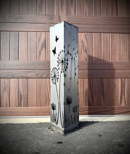 Blowing Dandelions Steel Luminary Pillar | Solar Light