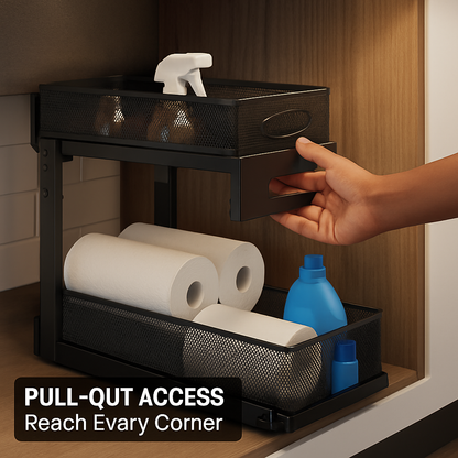 Under Sink Organizer - 2-Tier Pull-Out Baskets