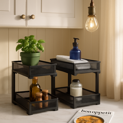 Under Sink Organizer - 2-Tier Pull-Out Baskets