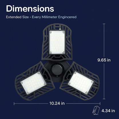 Deformable LED Garage Light with Adjustable Heads