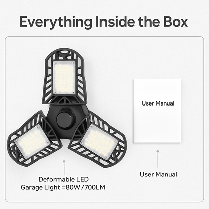 Deformable LED Garage Light with Adjustable Heads
