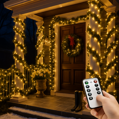 330FT 1000LED String Lights Outdoor Christmas Decoration Lights with Remote IP44 Waterproof 8 Lighting Modes 8 Brightness Timer Plug In Fairy Light Xm