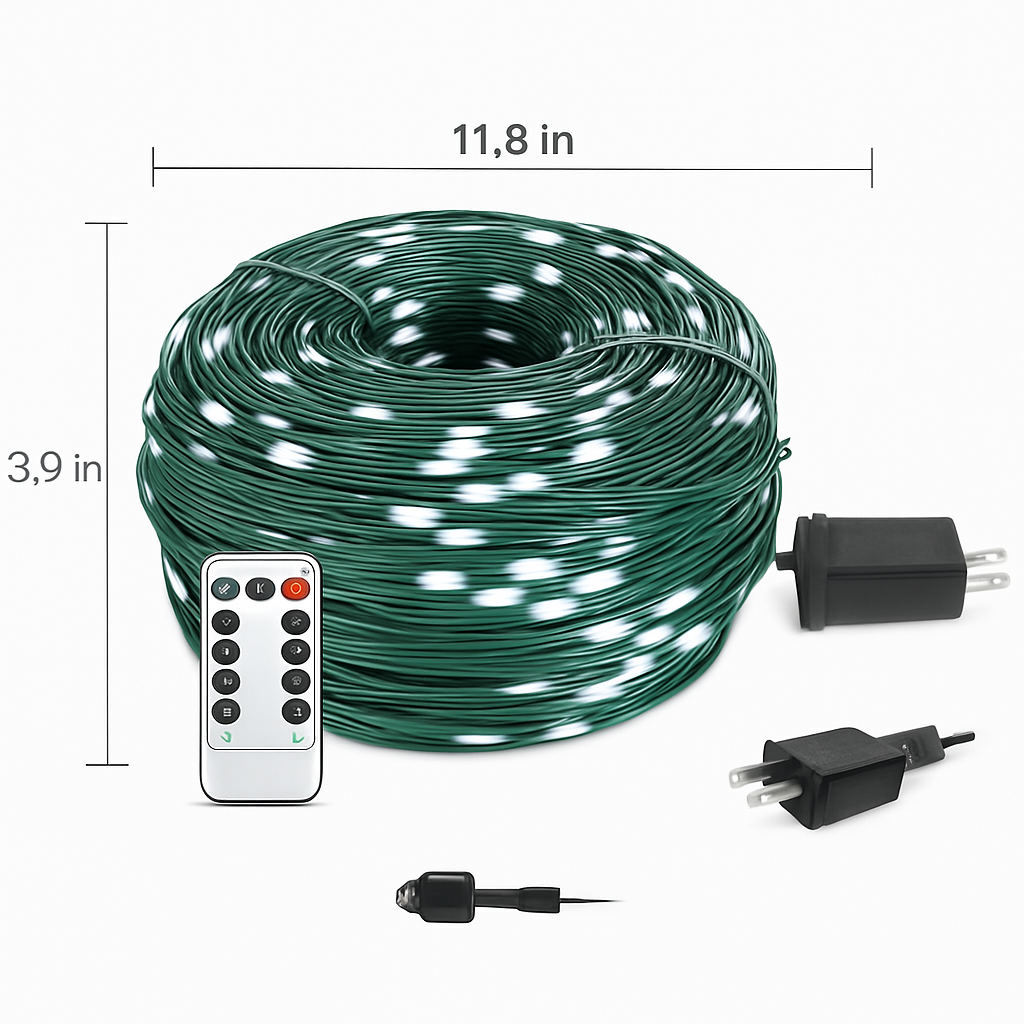 330FT 1000LED String Lights Outdoor Christmas Decoration Lights with Remote IP44 Waterproof 8 Lighting Modes 8 Brightness Timer Plug In Fairy Light Xm