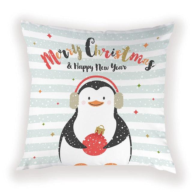 New Year Christmas Decorations Pillows Cover Christmas Décor for Home Christmas Tree Snowflake Snowman Reindeer Home Decor Throw Pillow Case Cushion Cover Santa Merry Christmas Gift Xmas 45x45cm