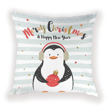 New Year Christmas Decorations Pillows Cover Christmas Décor for Home Christmas Tree Snowflake Snowman Reindeer Home Decor Throw Pillow Case Cushion Cover Santa Merry Christmas Gift Xmas 45x45cm