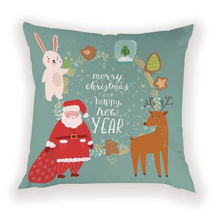New Year Christmas Decorations Pillows Cover Christmas Décor for Home Christmas Tree Snowflake Snowman Reindeer Home Decor Throw Pillow Case Cushion Cover Santa Merry Christmas Gift Xmas 45x45cm