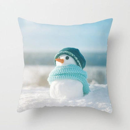 Snowman Christmas Cushion Cover Polyester Decorative Christmas Pillow Cover Merry Christmas Throw Cushion Covers Tree Reindeer Star Pillow Case For Party Throw Pillow New Year Xmas Decor Sofa Living Room Home Decoration