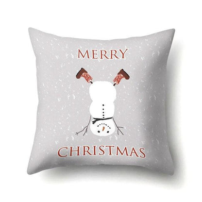 Snowman Christmas Cushion Cover Polyester Decorative Christmas Pillow Cover Merry Christmas Throw Cushion Covers Tree Reindeer Star Pillow Case For Party Throw Pillow New Year Xmas Decor Sofa Living Room Home Decoration